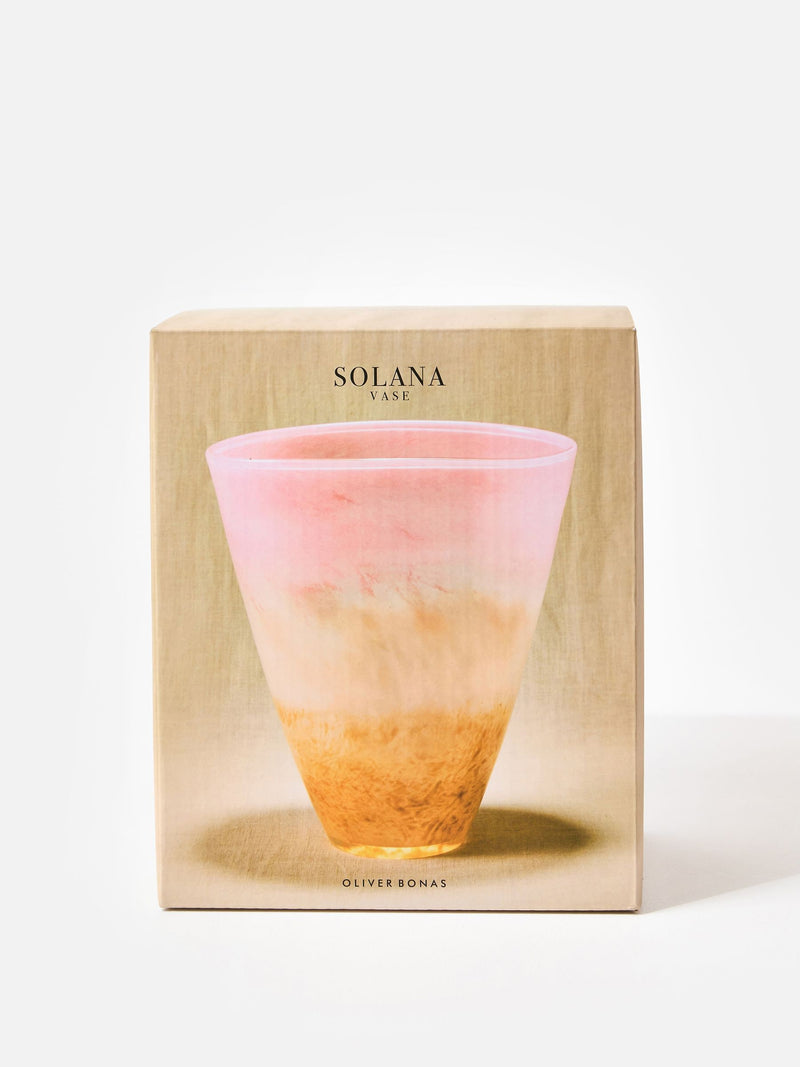 Oliver Bonas Solana pink glass vase 24cm, UK version