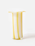 Oliver Bonas yellow Niu striped glass vase 26cm - British product