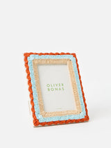 Next Oliver Bonas Red Burnt Orange & Blue Raffia Photo Frame 5x7- Buy online at McGrocer