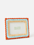 Oliver Bonas raffia photo frame red burnt orange blue 5x7, UK version