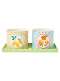 Oliver Bonas Blue Fruta ceramic plant pots set of 2, UK version