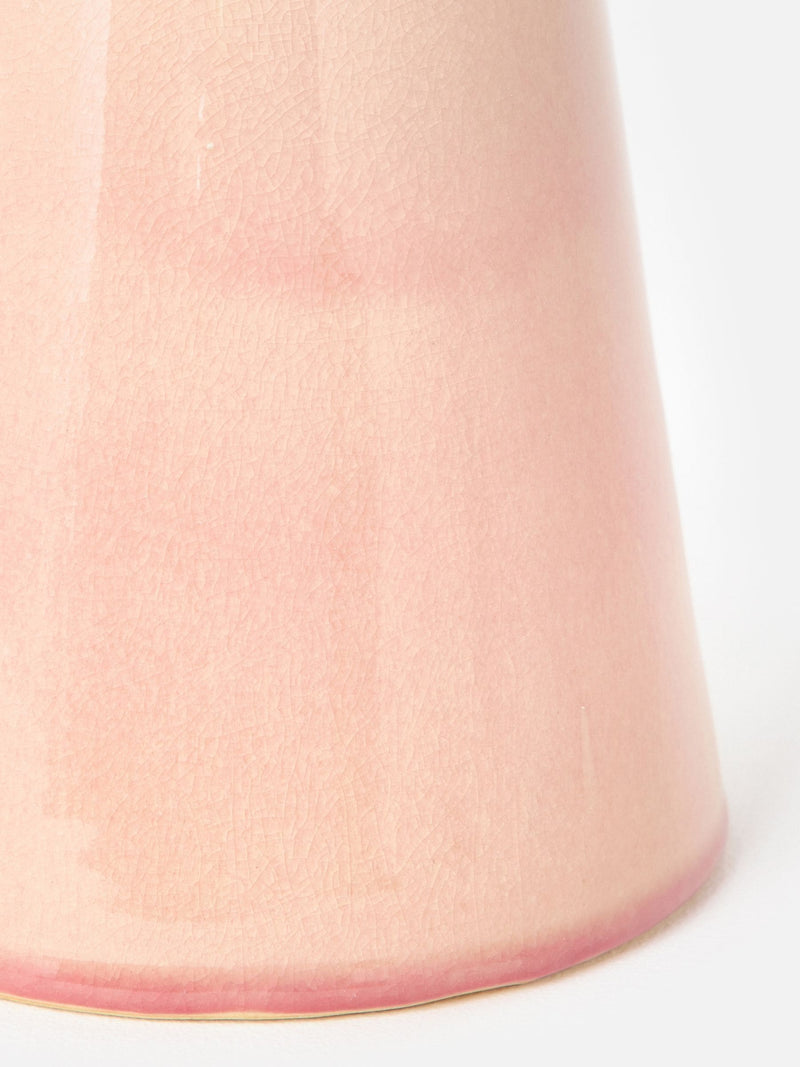 Oliver Bonas pink ceramic ripple vase 21cm, imported from the UK