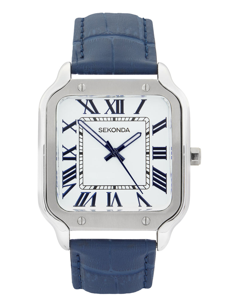 Sekonda Blue Rene 39mm square analogue watch (British brand)