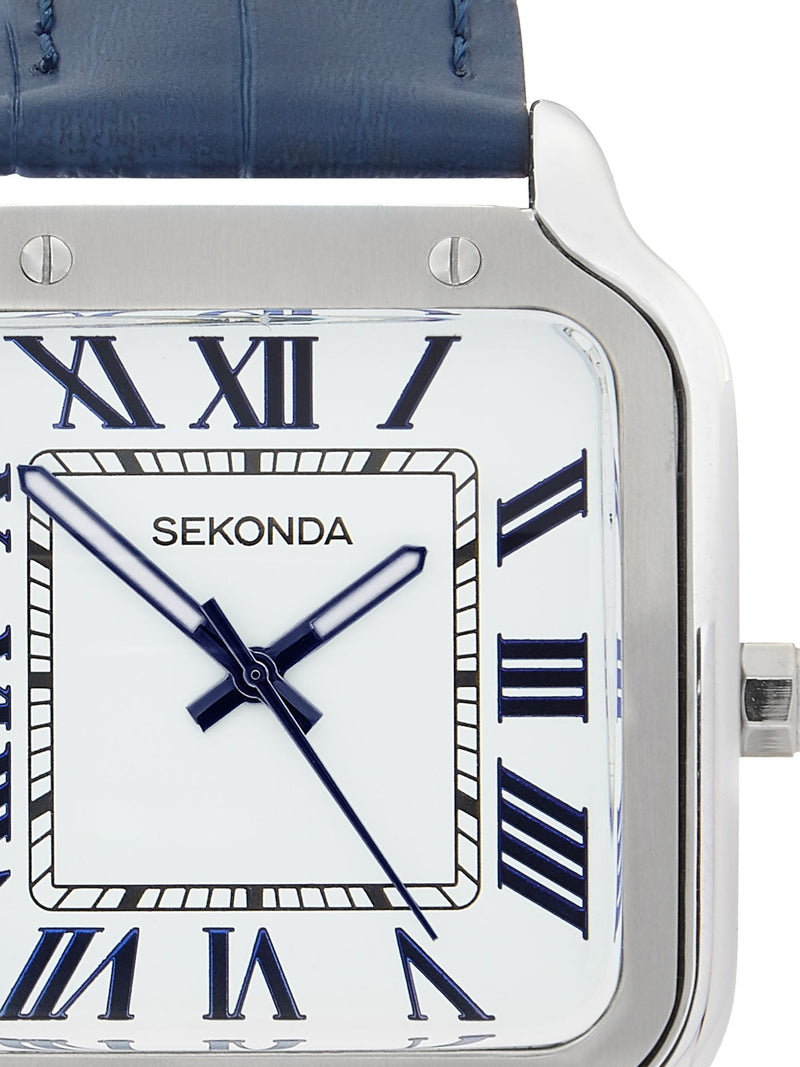 Sekonda Blue Rene 39mm square analogue watch (British brand)