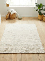 Next La Redoute Intérieurs Ecru White Diano Knitted Effect Wool Rug 200 x 290cm- Buy online at McGrocer