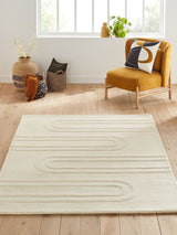 Next La Redoute Intérieurs Ary Graphic Textured Ecru Wool Rug 200x290cm- Buy online at McGrocer