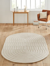 Next La Redoute Intérieurs Malko Oval Wool Rug, Ecru, 200cm x 290cm- Buy online at McGrocer