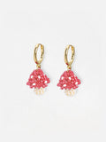 Oliver Bonas gold tone mushroom beaded hoop earrings, UK version