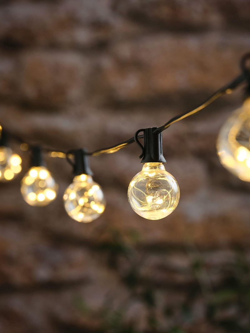 Lights4fun black micro LED solar festoon lights 30cm (British brand)