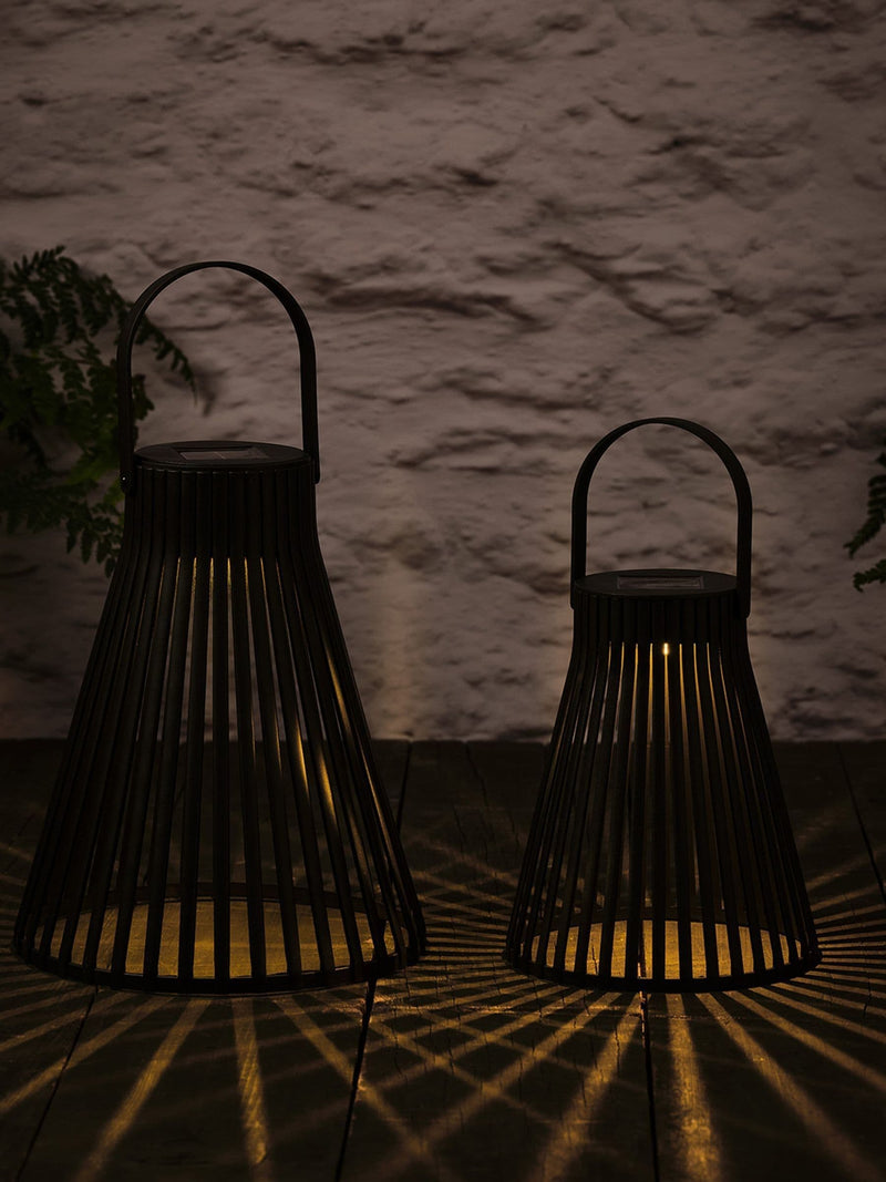 Lights4fun black slatted solar lanterns set of two, imported from the UK