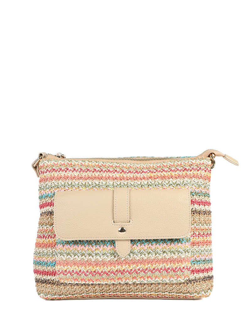 Pavers cream stripey cross-body bag - British product