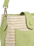 Pavers green woven shoulder bag faux leather trim - British product