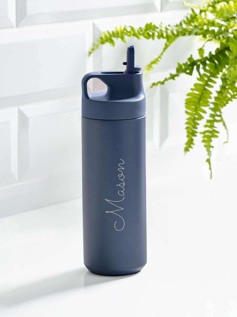 Loveabode navy straw water bottle 500ml (British brand)