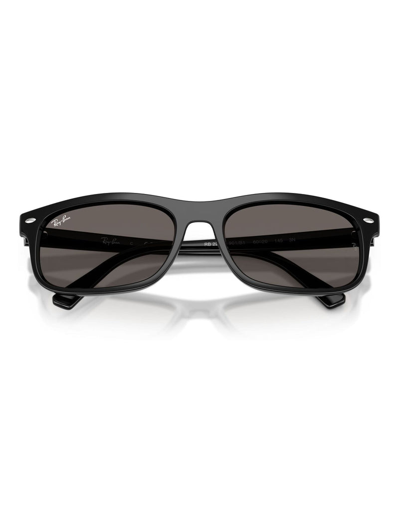 Ray-Ban rectangle sunglasses black frame grey lenses (British brand)