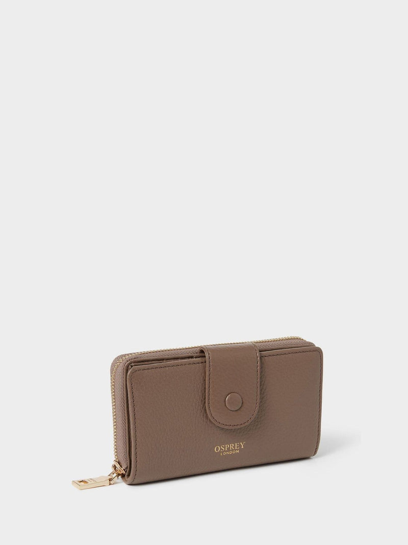 Osprey London brown leather medium popper matinee purse (British brand)