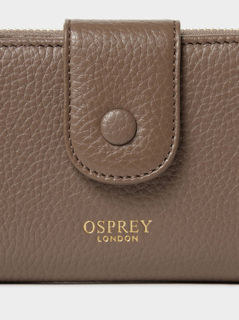 Osprey London brown leather medium popper matinee purse (British brand)