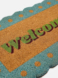 Oliver Bonas blue scalloped welcome doormat 43x73cm, imported from the UK
