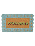 Oliver Bonas blue scalloped welcome doormat 43x73cm, imported from the UK