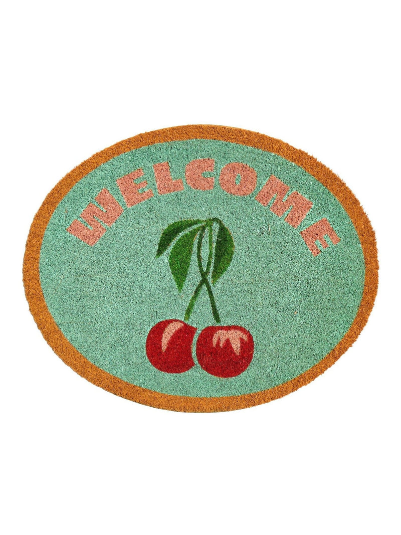 Oliver Bonas green welcome cherries doormat 57x70cm (British brand)