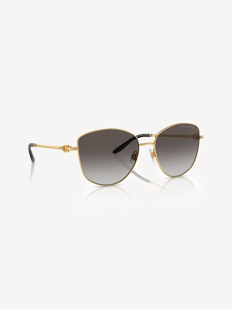 Ralph Lauren gold round sunglasses with gradient gray lenses, UK version