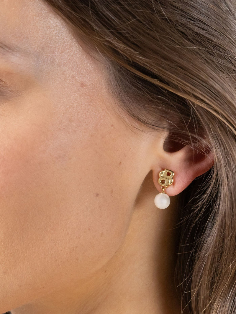 BOSS gold tone earrings with pearls 15mm, UK version