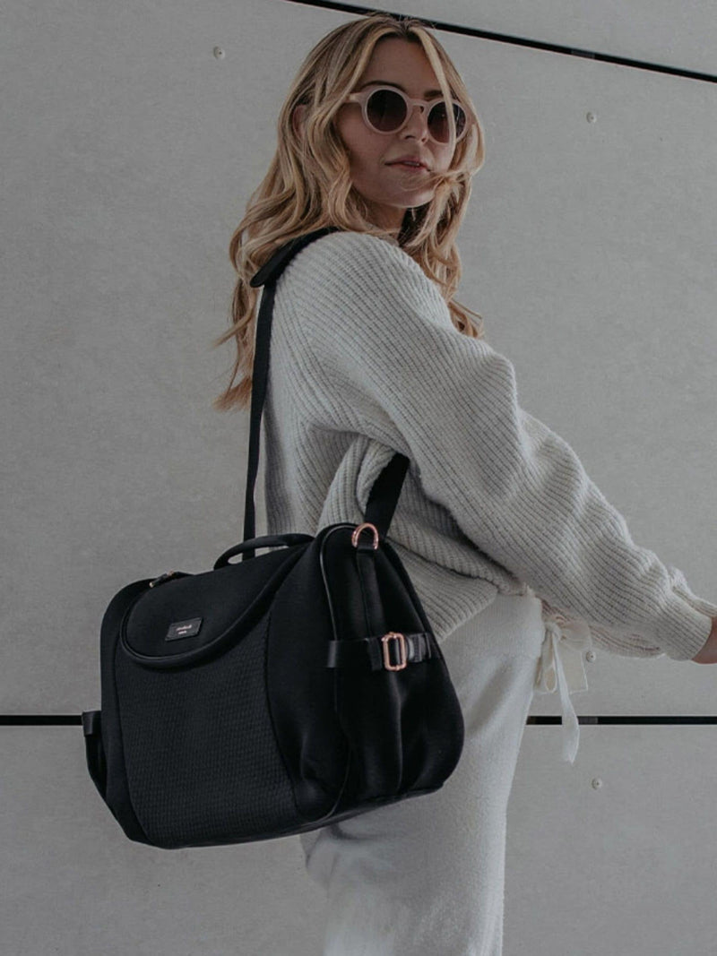 Storksak Poppy Luxe changing bag in black - British product