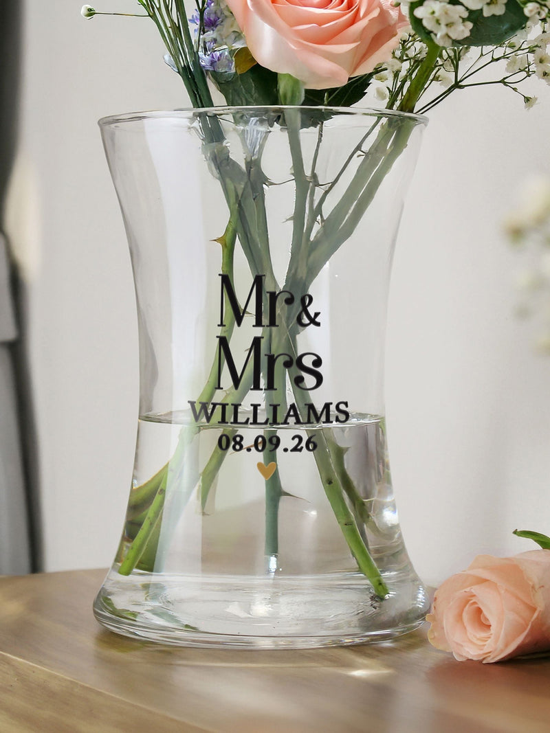 PMC personalised wedding glass vase, UK version