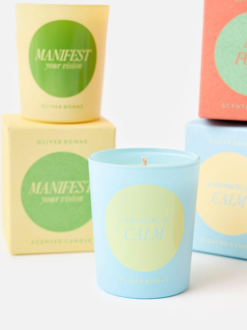 Oliver Bonas mint green wellness candles set, UK version