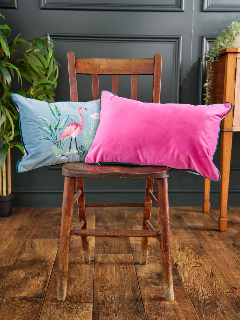 Joe Browns Flamingo Frenzy embroidered cushion, imported from the UK
