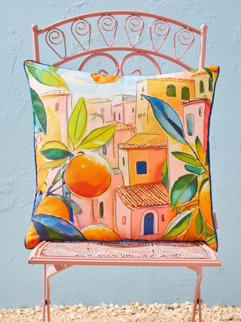 Joe Browns reversible garden cushion with Italian scene, UK version