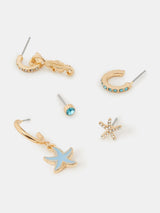 Next Accessorize Gold Tone Starfish Stud & Drop Earrings 5 Pack- Buy online at McGrocer
