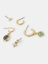 Next Accessorize Gold Tone Jewel Stud & Hoop Earrings 5 Pack- Buy online at McGrocer