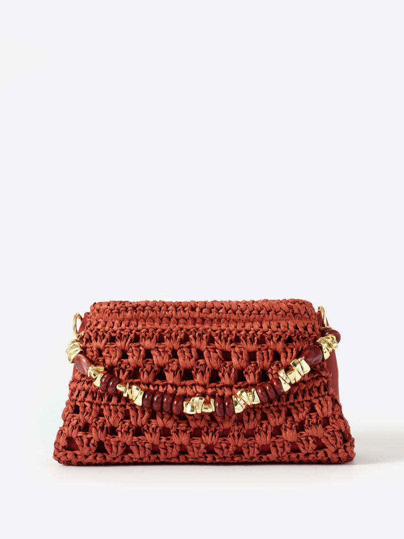 Mint Velvet Red Sara Paper Crochet Cross-Body Bag, UK version