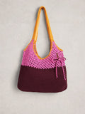 White Stuff crochet shopper bag pink brown, UK version