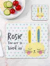 Next Treat Republic Personalised Easter Bunny Placemat and Coaster Set- Buy online at McGrocer