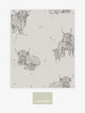 Natural Hamish Highland cow wallpaper sample A4 - British product