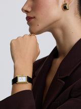 Next D.LOUISE Gold Tone Waterproof Classic Leather Rectangle Watch- Buy online at McGrocer