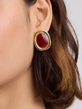 Next D.LOUISE Red Gold Tone Waterproof Bold Oval Statement Earrings- Buy online at McGrocer