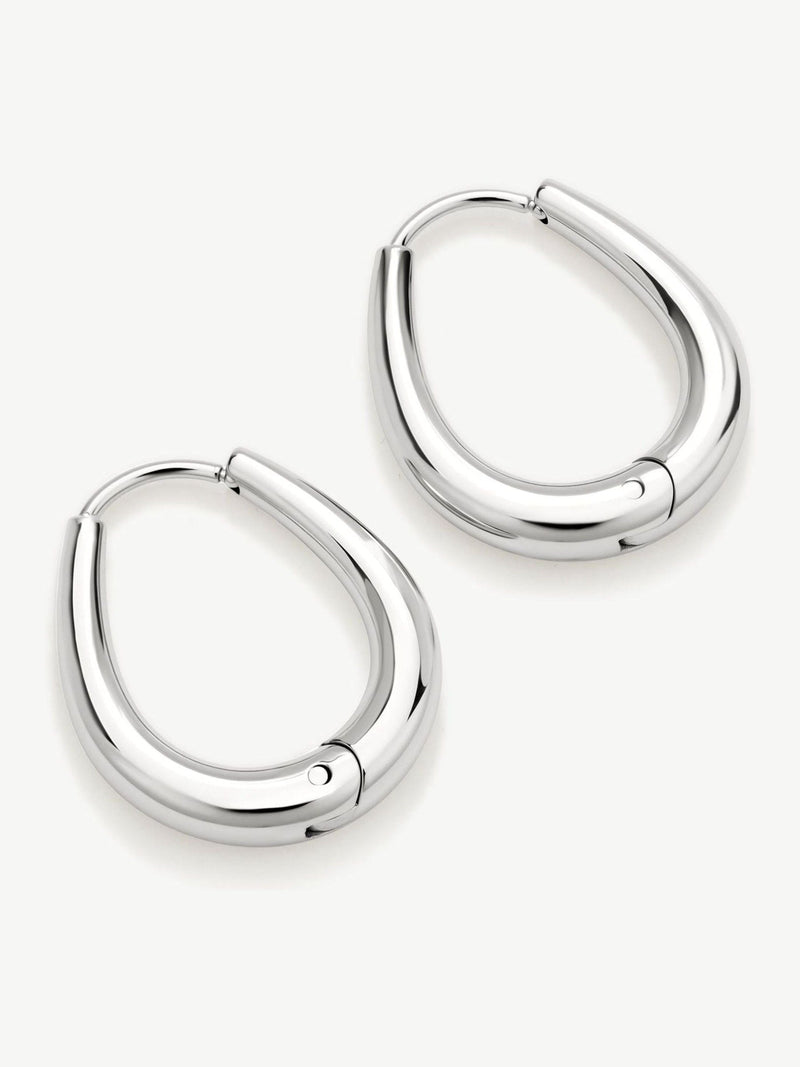 D.LOUISE silver tone waterproof tapered oval hoop earrings, UK version