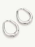 D.LOUISE silver tone waterproof tapered oval hoop earrings, UK version