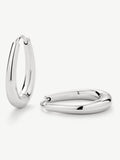 D.LOUISE Silver Tone Waterproof Tapered Oval Hoops