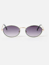 Next Oliver Bonas Green Inlay Gold Tone Metal Oval Sunglasses- Buy online at McGrocer