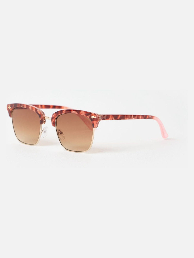 Oliver Bonas pink tort square browline sunglasses, imported from the UK