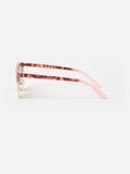 Oliver Bonas pink tort square browline sunglasses, imported from the UK