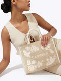 Carvela Sorrento white raffia tote bag with floral embroidery, imported from the UK