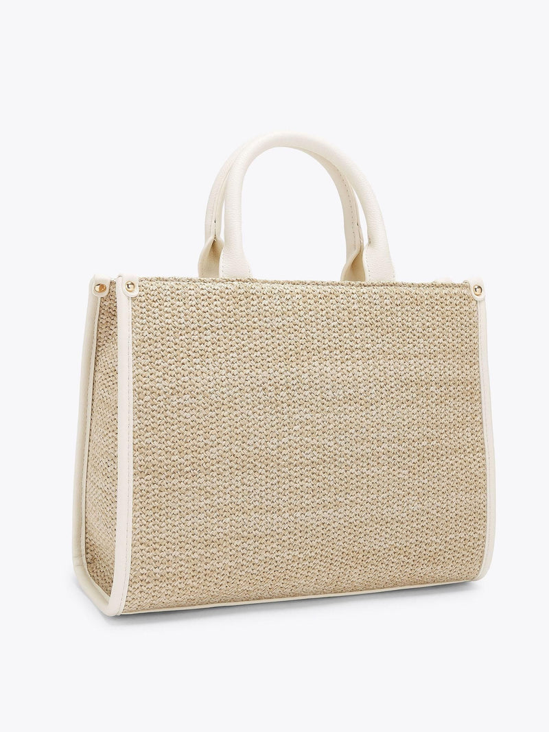 Carvela Sorrento white raffia tote bag with floral embroidery, imported from the UK