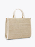 Carvela Sorrento white raffia tote bag with floral embroidery, imported from the UK