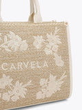 Carvela Sorrento white raffia tote bag with floral embroidery, imported from the UK