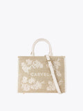 Carvela Sorrento white raffia tote bag with floral embroidery, imported from the UK