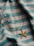 Orelia London gold tone starfish and pearl 3 row necklace, UK version
